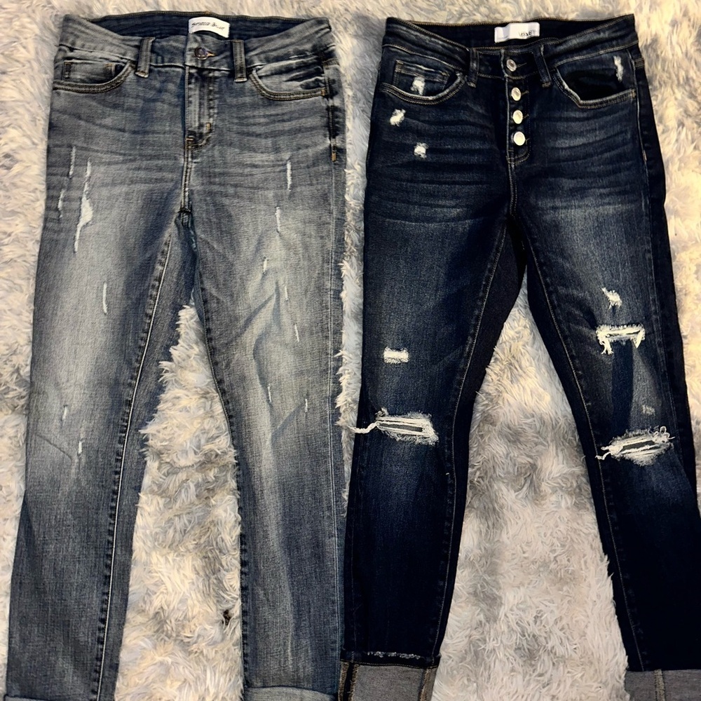 Vervet Button Fly & Studio Blue Distressed Women's Jeans Bundle - EUC Size 26
